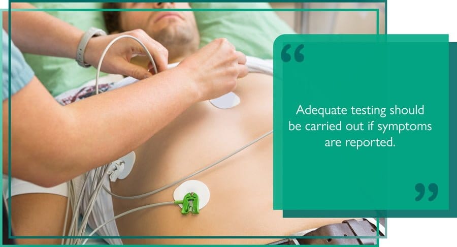 Person undergoing additional tests as evidence for their claim after a heart attack